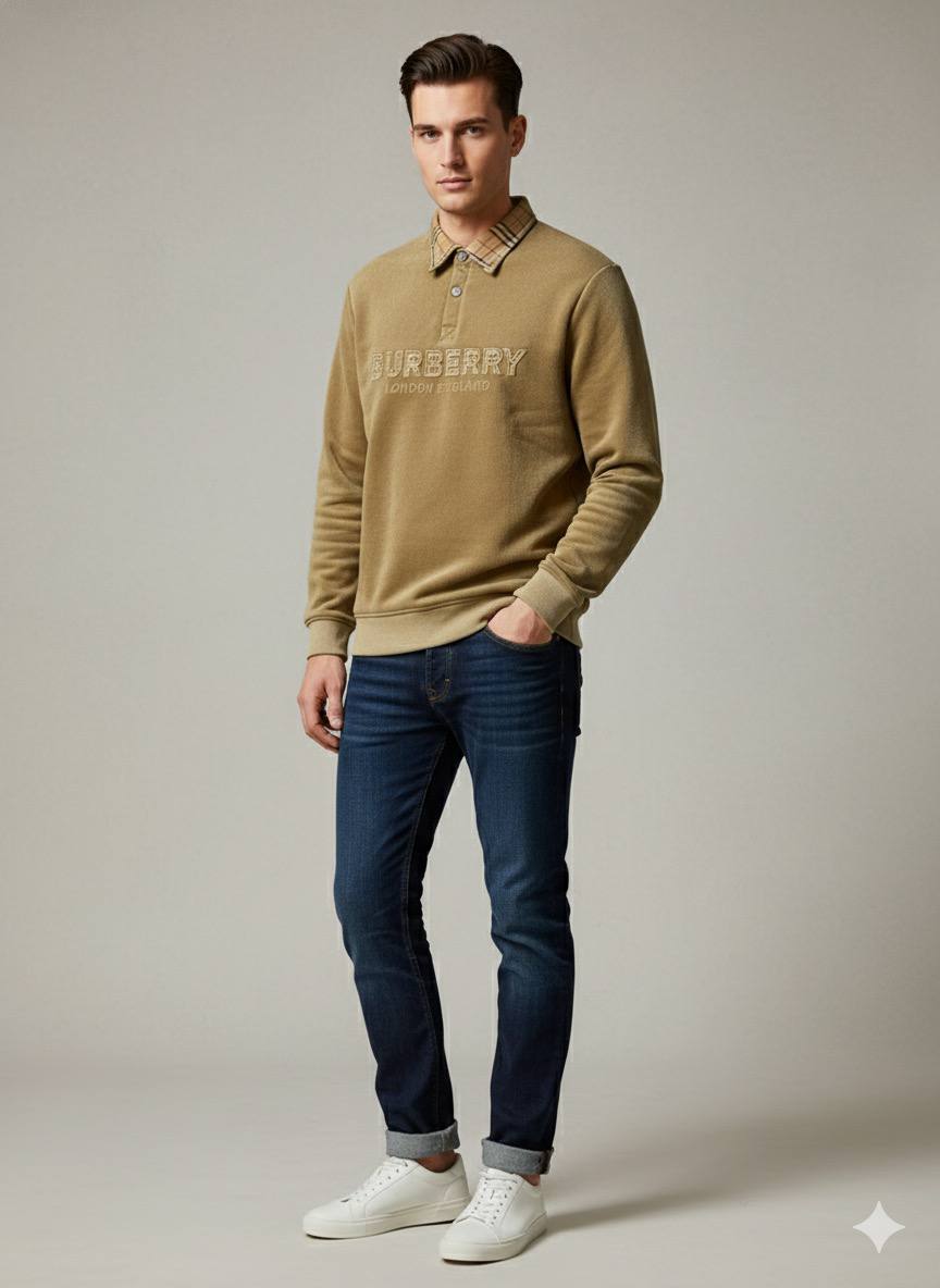 Men's Burberry Collar Sweatshirt