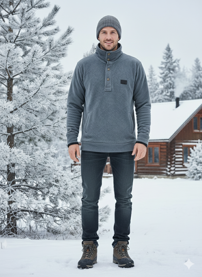 Men's Collar Placket Imported Sweatshirt