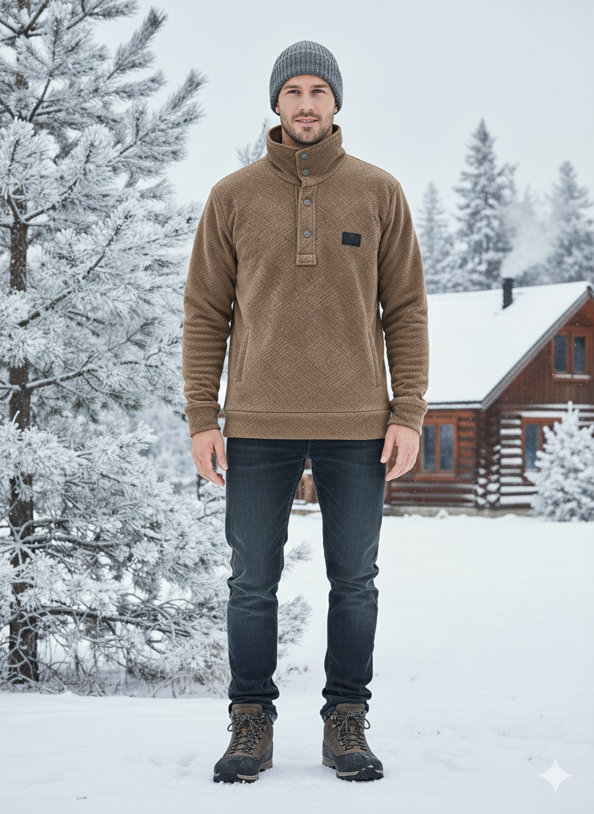 Men's Collar Placket Imported Sweatshirt