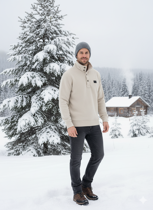 Men's Collar Placket Imported Sweatshirt